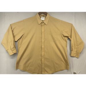 VTG Pierre Cardin Button Shirt Mens 18 (34/35) Long Sleeve Beige Dress Casual